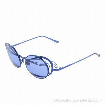 Fashion delicacy metal blue sunglasses for women, polarized lens, OEM/ODM are welcome